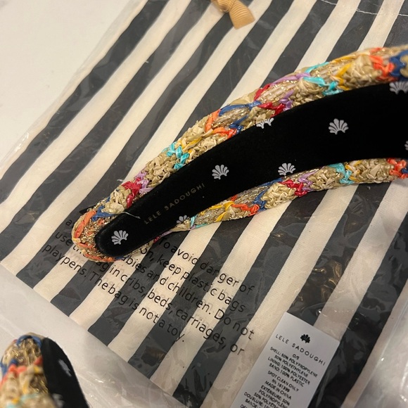 Lele Sadoughi knotted raffia rainbow natural headband NWT - Picture 3 of 8